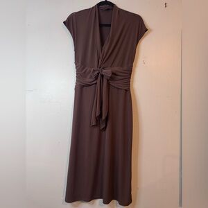 BCBG Paris Brown Tie Front Midi Dress